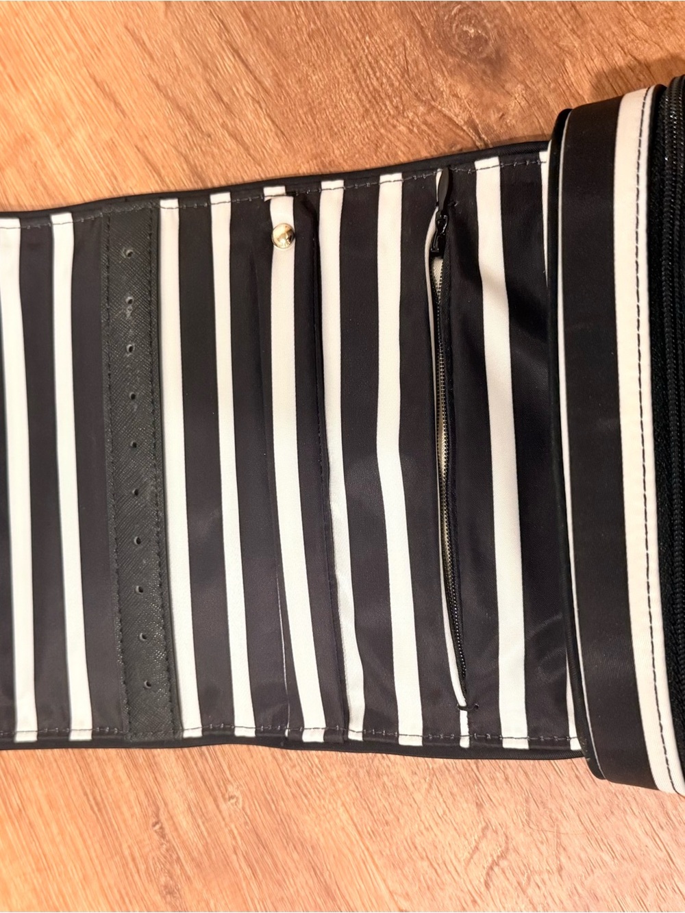 kate spade Black & White Striped Travel Bag Set with Floral Cosmetic Cases - Picture 16 of 16